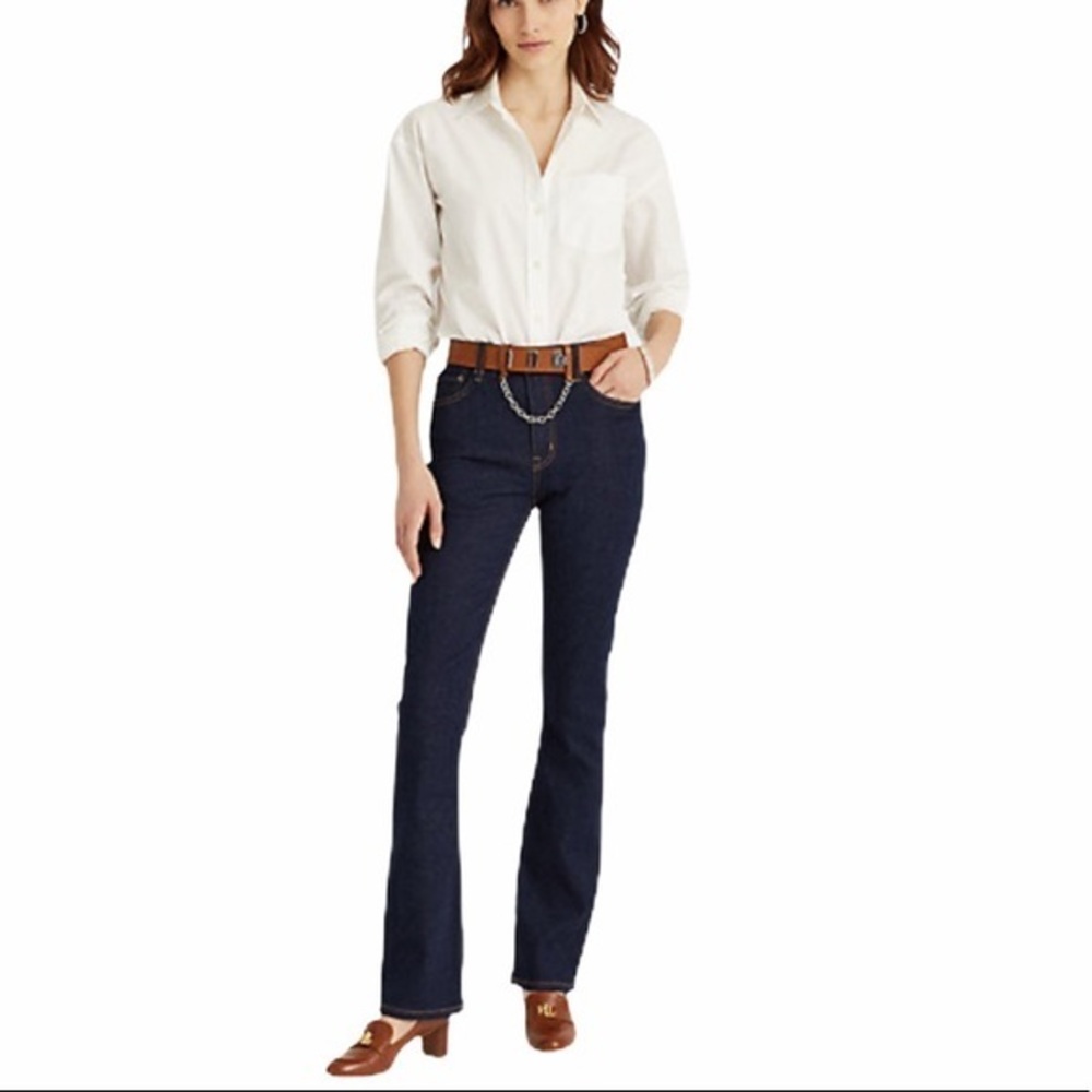 Lauren Jeans Co sz 4 dark blue wash flare leg jean